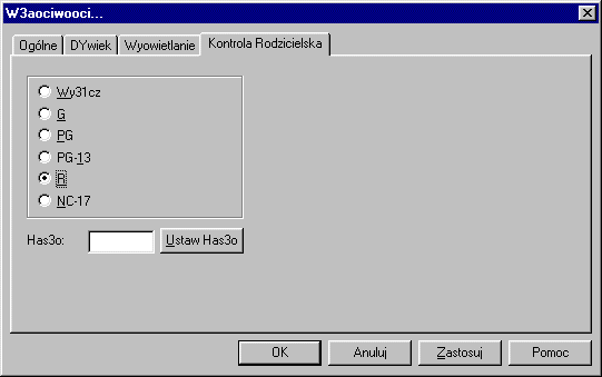Karta waciwoci ustawie kontroli rodzicielskiej